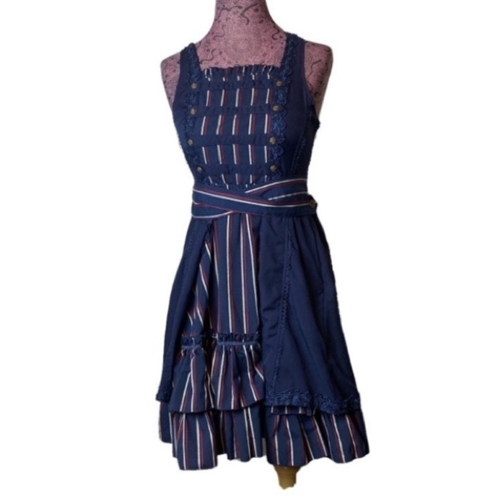 Ozz Oneste Sz US S Apron Lace Up Striped Dress *Flaw